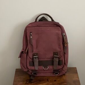 Maroon Canvas Backpack Purse Sling Bag NWT